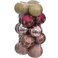 Kerstballen - 30x stuks - champagne/roze/wit/goud - 5 cm - kunststof