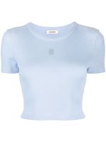 SANDRO logo-embroidered cropped T-shirt - Blauw - thumbnail