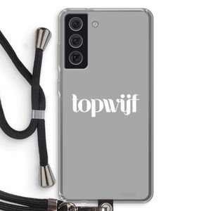 Topwijf Grijs Wit: Samsung Galaxy S21 FE Transparant Hoesje met koord