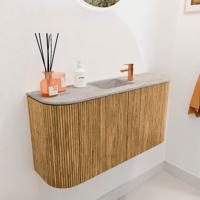 Toiletmeubel Mondiaz Joya Dlux | 83.2 cm | Meubelkleur Oak | Faye wastafel Glace Wasbak Midden | 1 kraangat