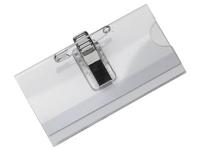 Badge transp knijper speld 74x40 mm 24st