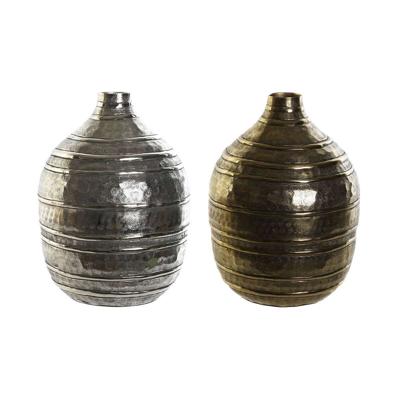Vaas DKD Home Decor 20 x 20 x 28,5 cm Zilverkleurig Gouden Aluminium Modern (2 Stuks)