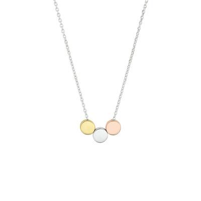 Zilveren Collier Tricolor Rondjes 41+4cm Geel Rosé Rhodium