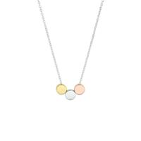 Zilveren Collier Tricolor Rondjes 41+4cm Geel Rosé Rhodium