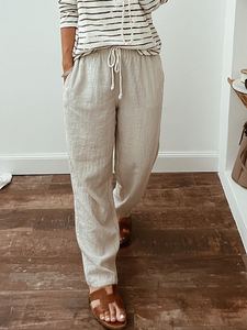 Casual Loose Plain Cotton Pants