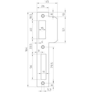 Nemef sluitplaat - P8691/12 - tbv 8691 - draairichting 1-3 - korte lip