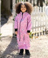 Waterproof Softshell Overall Comfy Unicorns And Rainbows Pink Bodysuit - thumbnail