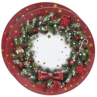 Set van 2x stuks ronde kerst onderborden kerstkrans 33 cm