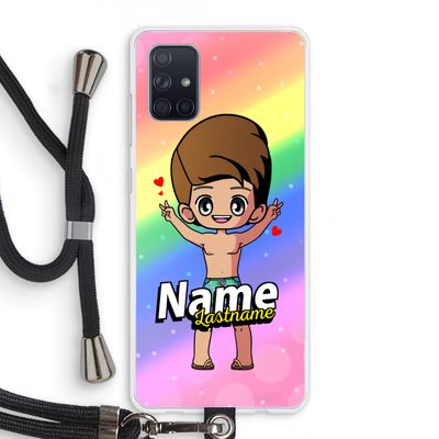 Chibi Maker man: Samsung Galaxy A71 Transparant Hoesje met koord