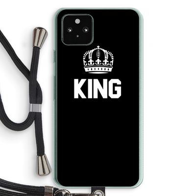 King zwart: Pixel 5a 5G Transparant Hoesje met koord