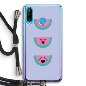 Smiley watermeloen: Huawei P30 Lite Transparant Hoesje met koord
