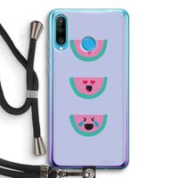 Smiley watermeloen: Huawei P30 Lite Transparant Hoesje met koord