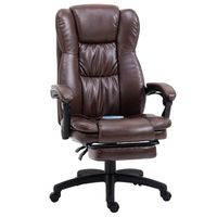 Vinsetto bureaustoel stoel directiestoel draaibare stoel met massagefunctie ligfunctie kunstleer schuimstof PP kunststof nylon bruin 68,5 x68,x119cm