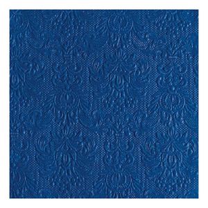 45x Luxe servetten barok patroon blauw 3-laags