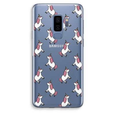 Eenhoorns overal: Samsung Galaxy S9 Plus Transparant Hoesje