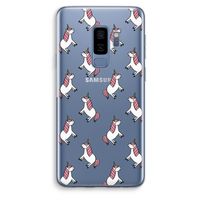 Eenhoorns overal: Samsung Galaxy S9 Plus Transparant Hoesje