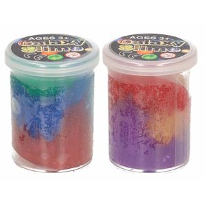 2x Potjes speelgoed/hobby galaxy slijm gekleurd 6 x 4,8 cm 150 ml inhoud