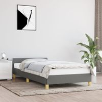 Bedframe met hoofdeinde stof donkergrijs 100x200 cm - thumbnail