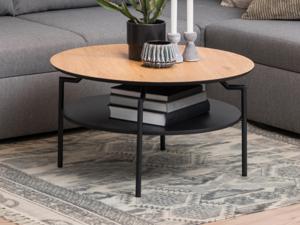 Ronde salontafel GOLLA Ø80 cm wilde eik/zwart