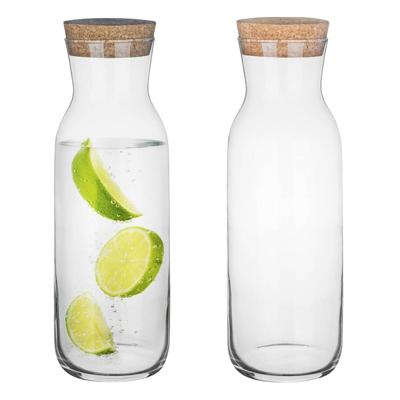 Secret de Gourmet Waterkan Karaf - 2x - met kurk dop - 1 Liter - glas - water - schenkkan Secret de Gourmet Waterkan Karaf - 2x - met kurk dop - 1 Liter - glas - water - schenkkan