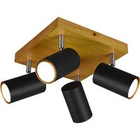LED Plafondspot - Trion Milona - GU10 Fitting - 4-lichts - Rond - Mat Zwart - Aluminium - thumbnail