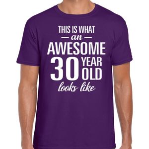 Awesome 30 year / 30 jaar cadeau t-shirt paars heren