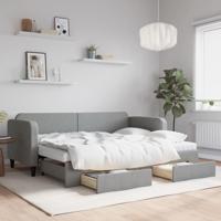 Slaapbank met onderschuifbed en lades 80x200 cm stof lichtgrijs