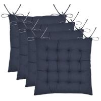 Stof Textile stoelkussen Coline - 4x - donkerblauw - 38 x 38 x 4 cm - touwtjes sluiting Stof Textile stoelkussen Coline - 4x - donkerblauw - 38 x 38 x 4 cm - touwtjes sluiting