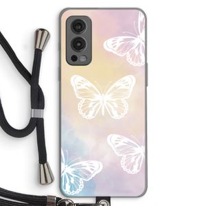 White butterfly: OnePlus Nord 2 5G Transparant Hoesje met koord