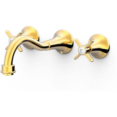 Wastafelkraan Tres Clasic | Inbouw | Mengkraan | Incl.Inbouwdeel | Vintage | 24k Goud glans