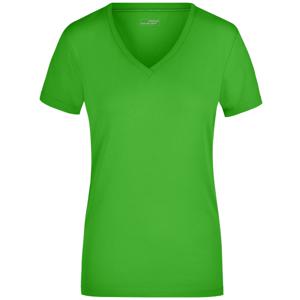 James & Nicholson t-shirt v-hals - dames - lime groen - stretch - korte mouwen