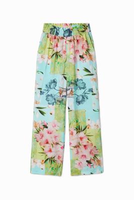 Lange broek bloemenpatch - BLUE - XL