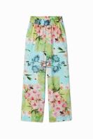 Lange broek bloemenpatch - BLUE - XL