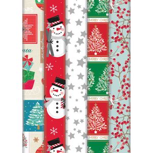 1x Rollen Kerst inpakpapier/cadeaupapier wit met grijze sterren print 2 x 0,7 meter   -