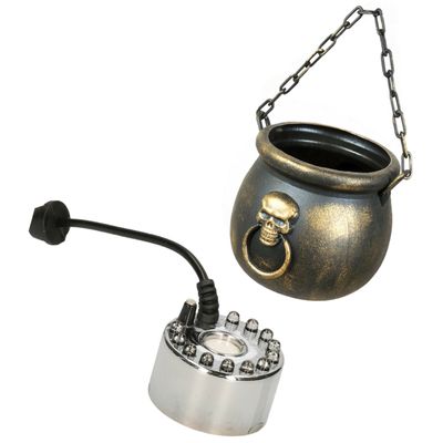 Heksenketel/kookpot goud kunststof met mistmaker rookmachine 13 x 19 cm