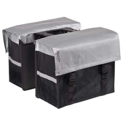 Bagoo dubbele fietstas bisonyl 58 liter zilver/zwart