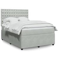Boxspring met matras fluweel lichtgrijs 140x190 cm