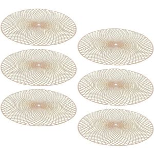 6x Ronde onderlegger/placemat goud 38 cm   -