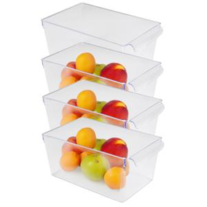 Koelkast/keuken organizer bak - 4x - transparant - kunststof - L32 x B20 x H14 cm - groente lade