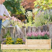 Plantenbak met Houten Latwerk met Open Bodem 2 Trapsvormige Buitenbloembakken voor Klimplanten Bloempot voor Klimplant