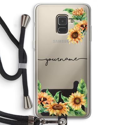 Zonnebloemen: Samsung Galaxy A8 (2018) Transparant Hoesje met koord
