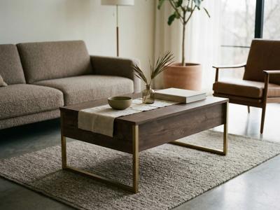 Salontafel LUXANA 90 cm walnoot/goud