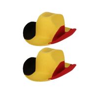 4x stuks cowboyhoed Belgie zwart geel rood - thumbnail