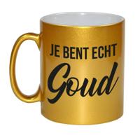 Je bent echt goud - koffiemok - beker - goud - 330 ml - bedankt cadeau
