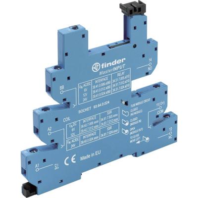 Finder 93.64.0.024 Relaissocket Met houderbeugel, Met LED, Met EMC-ontstoringsschakeling Geschikt voor serie: Finder serie 34 Finder 34.51, Finder 34.81 Tray 1