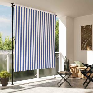 VidaXL Rolgordijn voor buiten 200x270 cm stof en staal blauw en wit