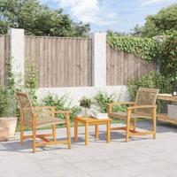 3-delige Bistroset poly rattan en acaciahout beige - thumbnail