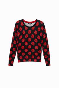 Gebreide trui met bloemen - RED - S