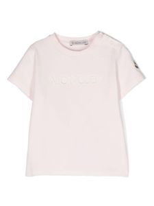 Moncler Enfant t-shirt en coton mélangé à logo brodé - Rose