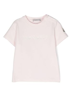 Moncler Enfant t-shirt en coton mélangé à logo brodé - Rose